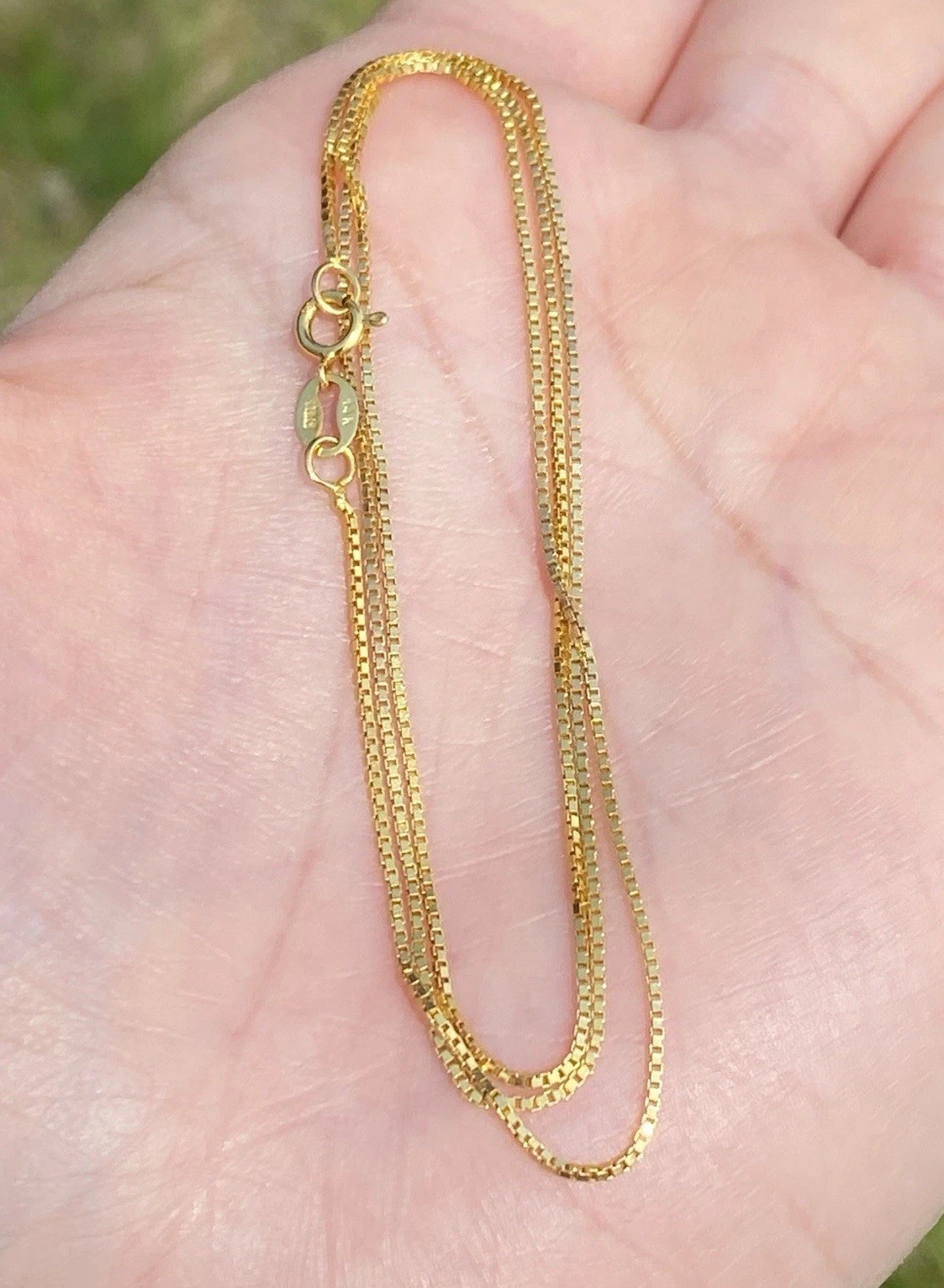 Solid 14K Yellow Gold 0.8mm Box Chain Necklace, 18 Inches, 2.01 Grams