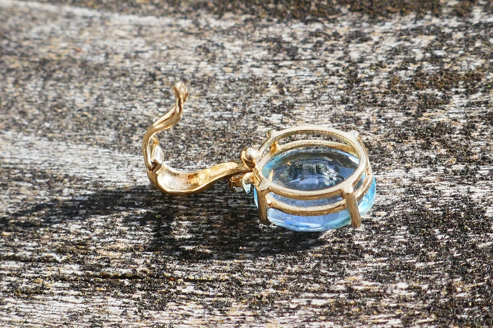 Lovely 14kt Yellow Gold Blue Topaz & Accent Diamond Pendant / Enhancer