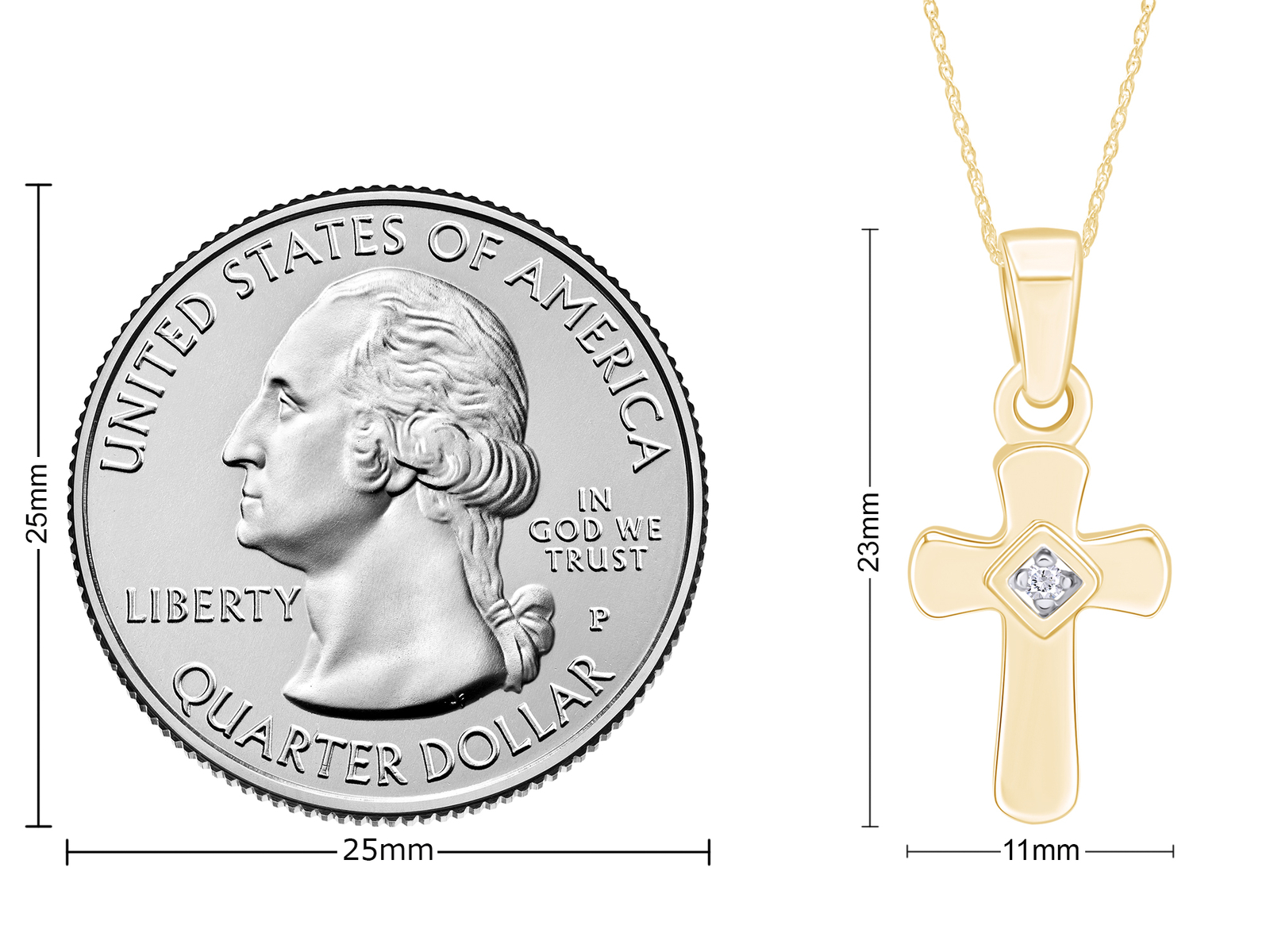 Sterling Silver Diamond Cross Pendant Necklace With Chain 16″