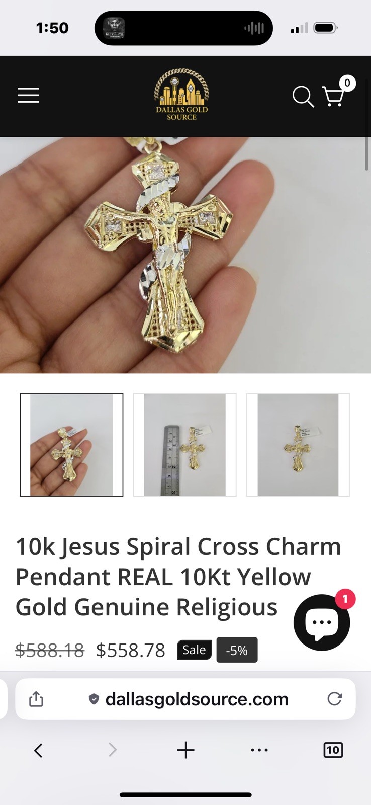 10k 6mm 22” Milano Rope Chain With Spiral Cross Pendant
