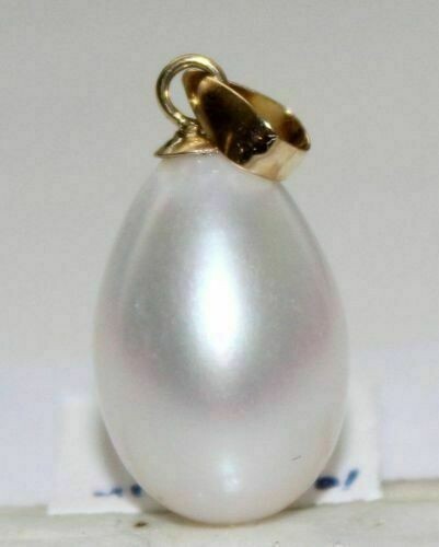 Huge AAAA+ 10-14MM South Sea White Natural Pearl Pendant 18k Solid Pure Gold
