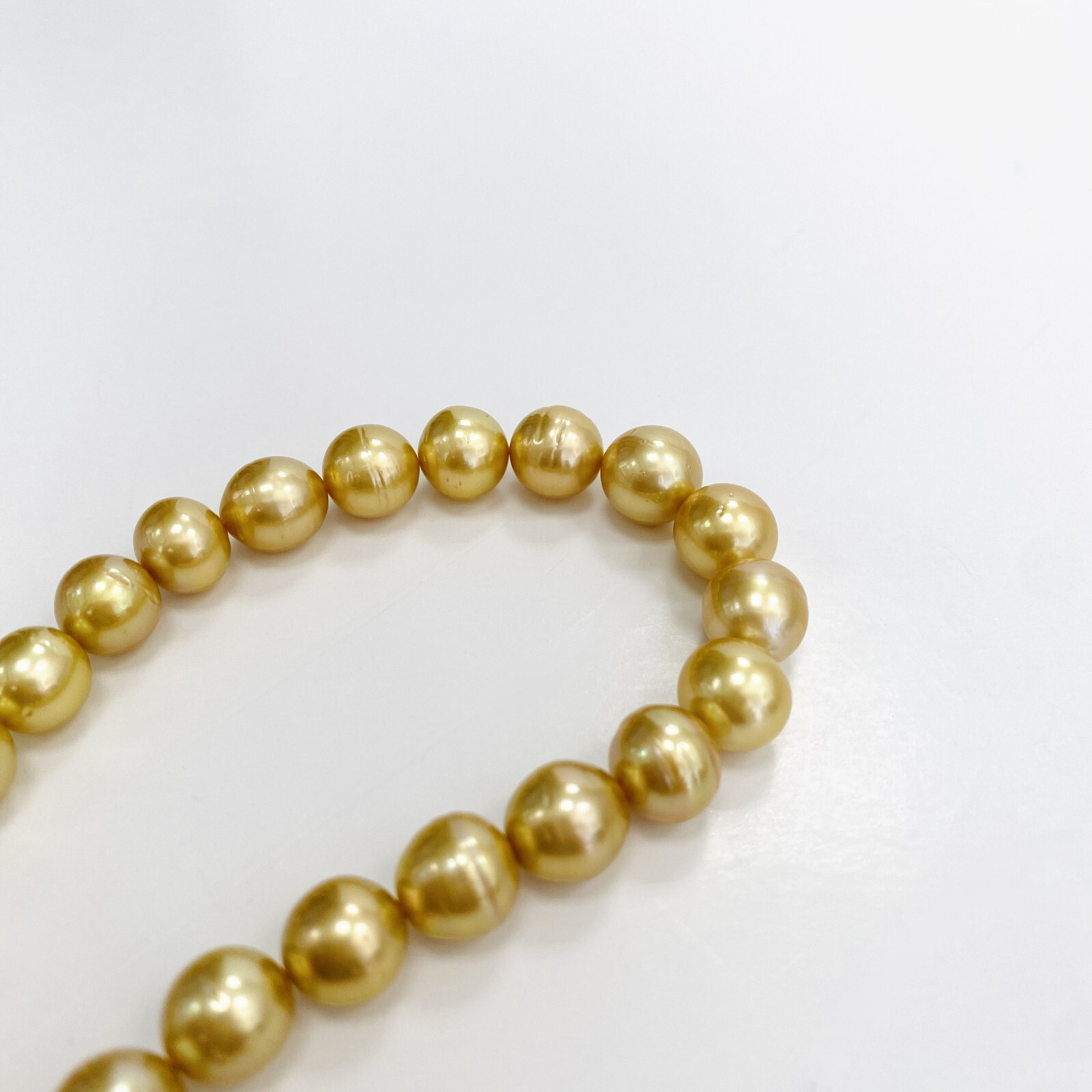 Golden South Sea Pearl Necklace Loose Strand 8-11mm Ovals Medium Gold Hi Luster