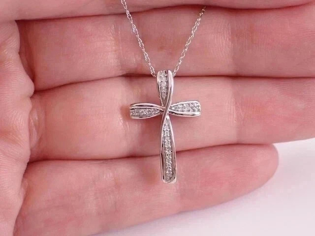 2Ct Round Cut Lab-Created Diamond Women’s Cross Pendant 14K White Gold Plated