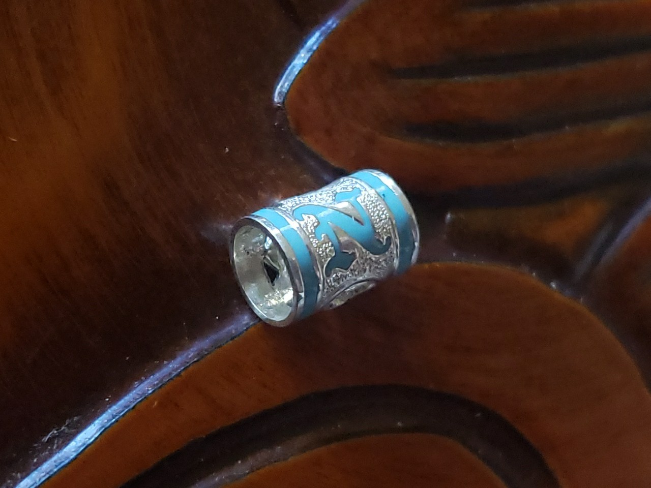 Hawaiian Baby Silver Initial Pendant Enamel 8mm X 6mm Slide Blue Letter