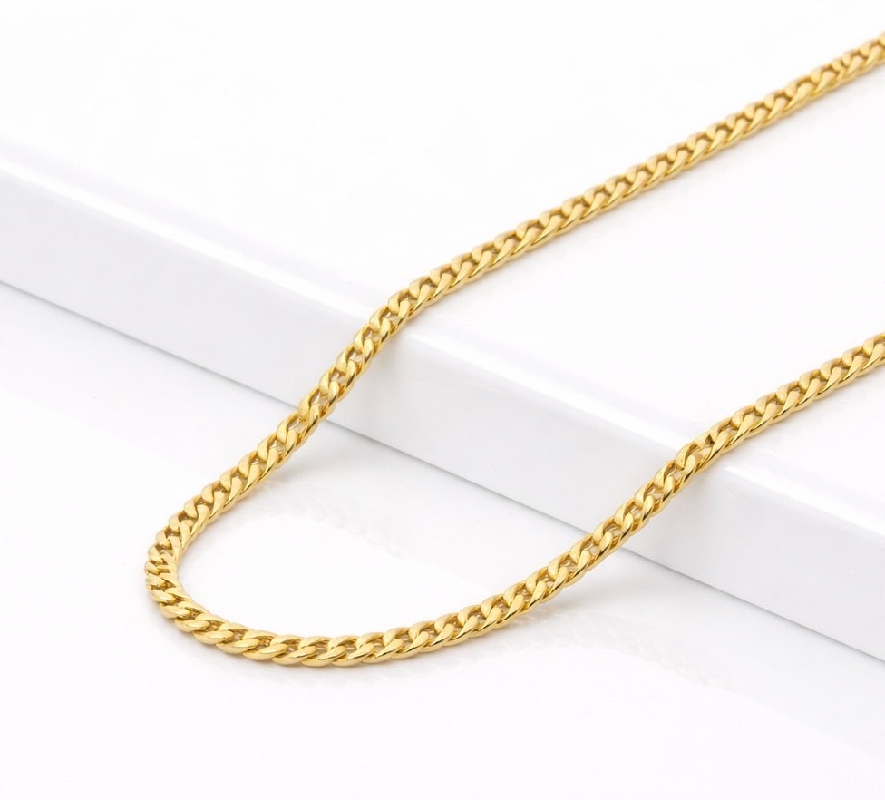 Italian 1/200 14K Yellow Gold Overlay Cuban Link Chain Necklace 2mm Men Women