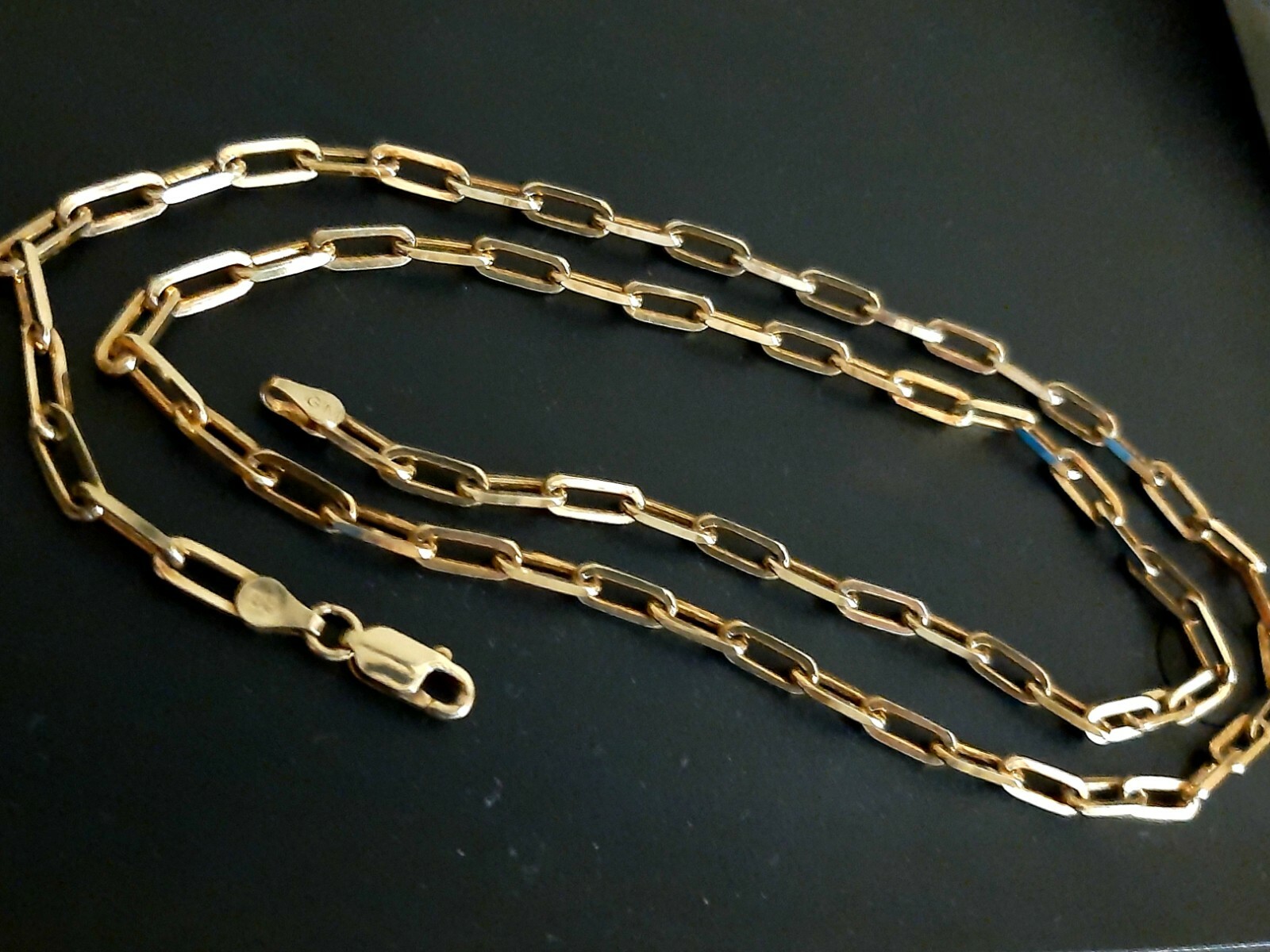 Gold Plate over Silver Paper Clip Chain 20 Inch 925 Silver Necklace Silver 10 Gr