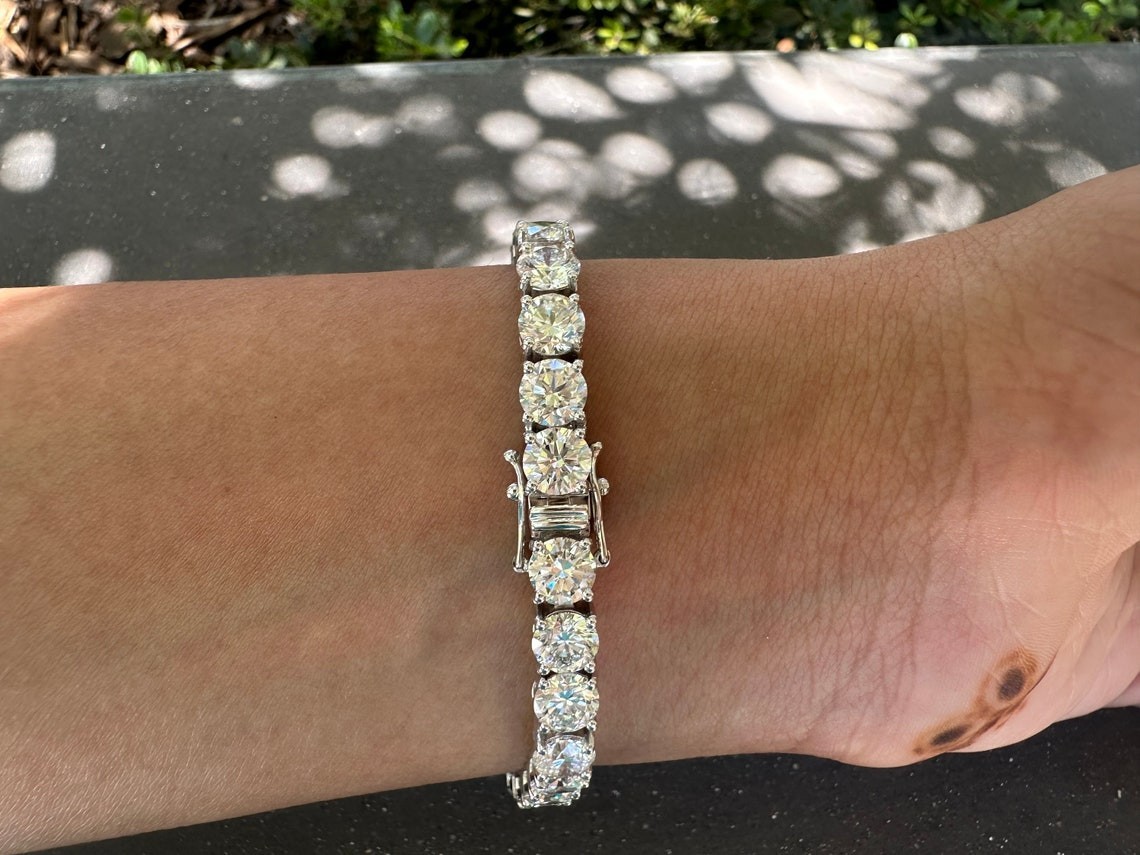 19.00 Carat Round Lab Grown Diamond 6″ Tennis Bracelet 14k White Gold D VVS