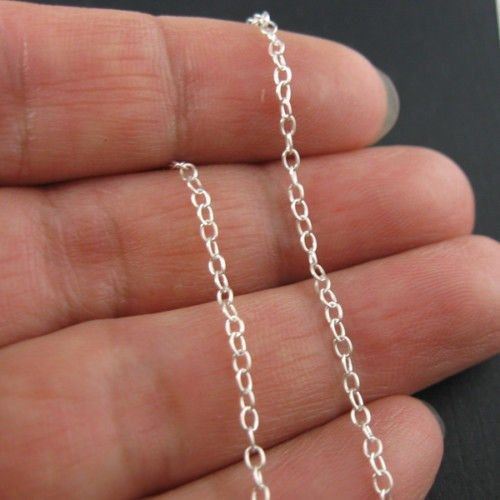 Sterling Silver Necklace 2mm Round Cable Oval Chain (All Sizes) Made in Italy