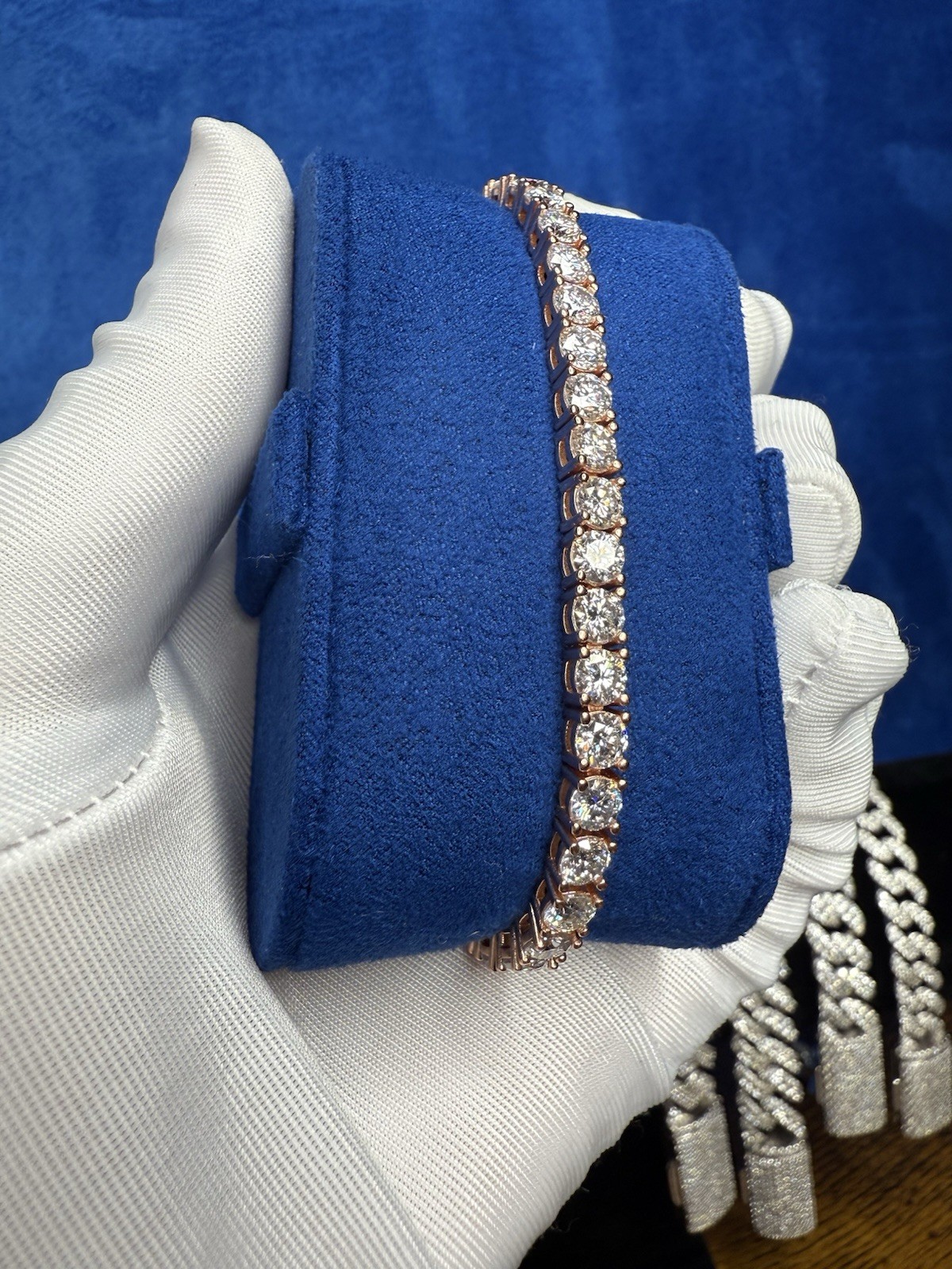Full Real Moissanite Tennis Bracelet 18k Rose Gold Plated Jewelry