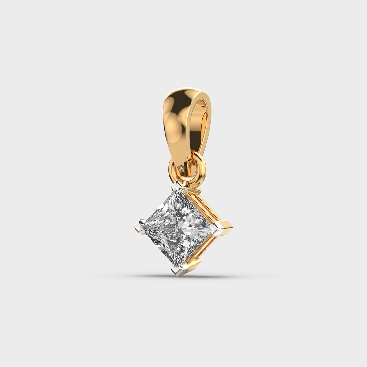 2.00Ct Dainty Dancing Princess Cut Pendant without Chain 14k gold plated