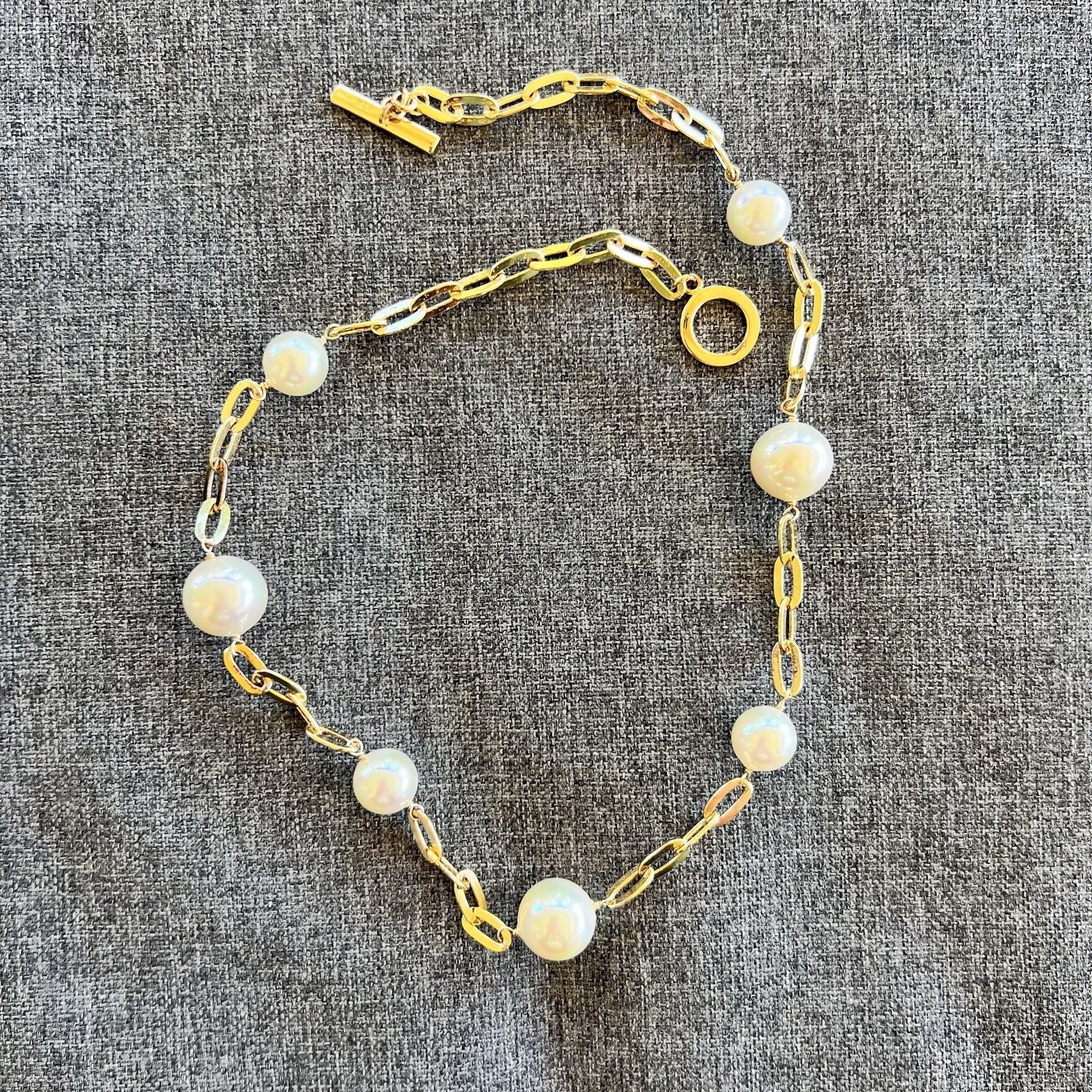Sterling Silver 925 Gold Tone Paper Clip Chain Fresh Water Baroque Pearls 17”