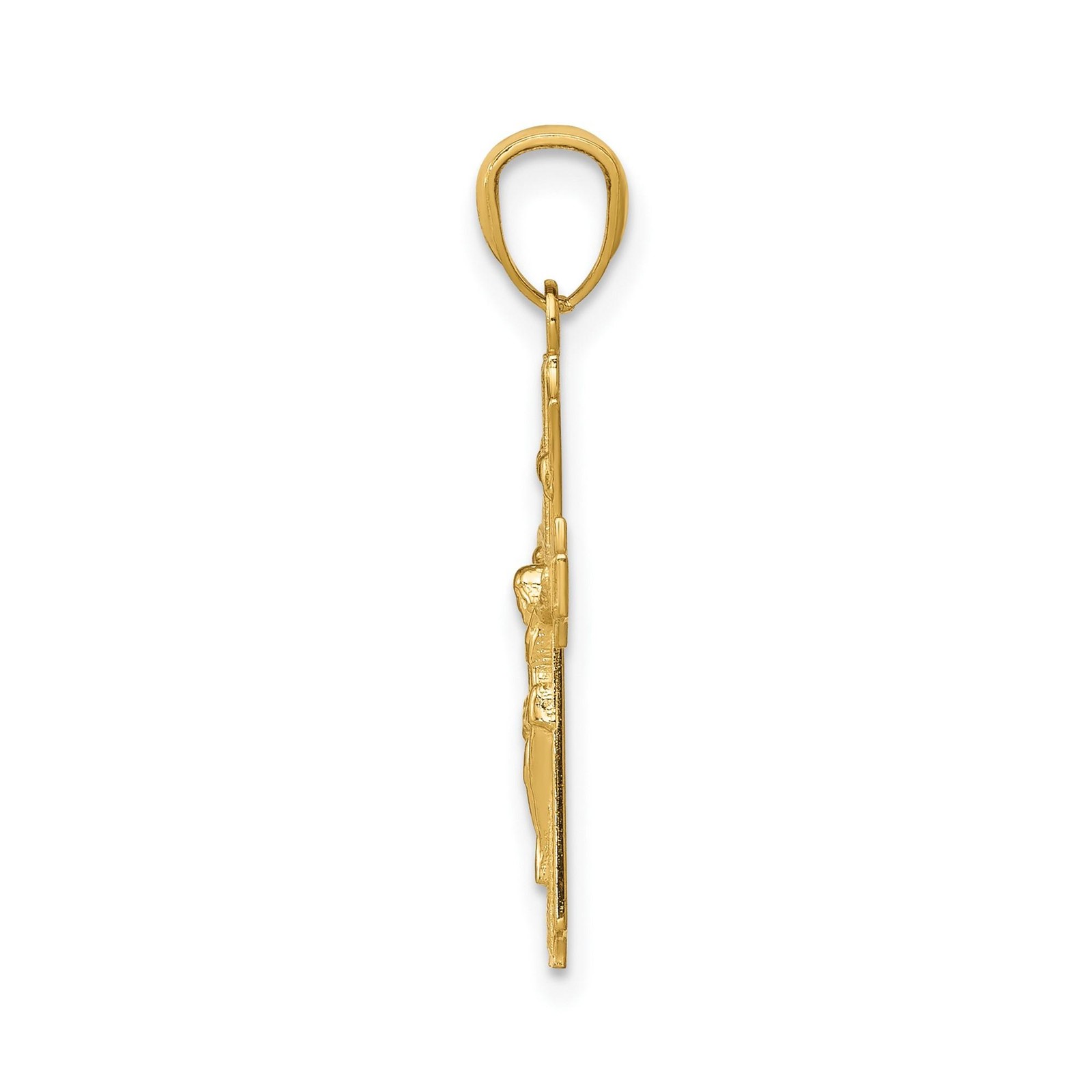 14k Real Gold Crucifix Cross Pendant Necklace for Men Women Catholic Charm