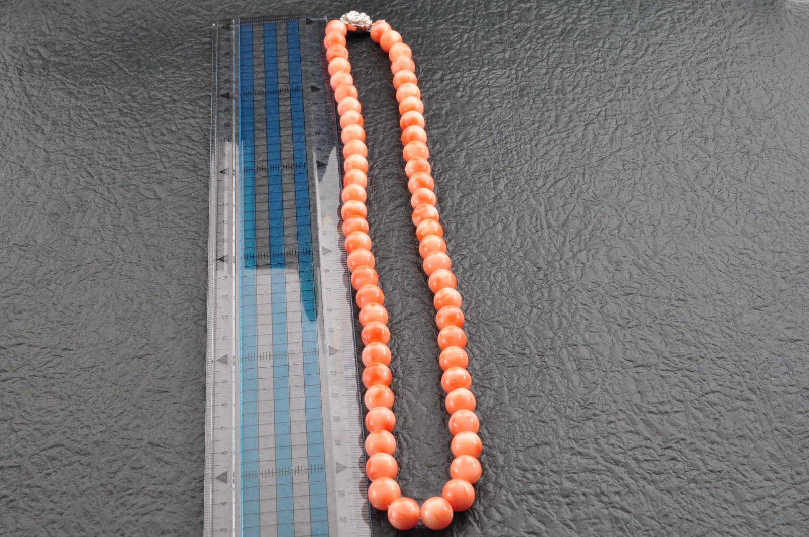 925 silver craps Pink coral necklace (17.3in, 370ct) 925 silver with Certificate