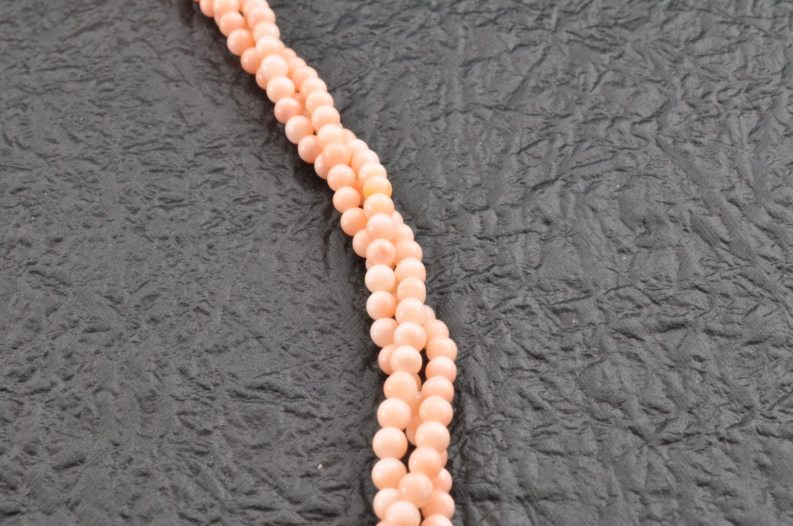 14k gold clasp pink coral necklace carved “cherry blossoms” Certification box.