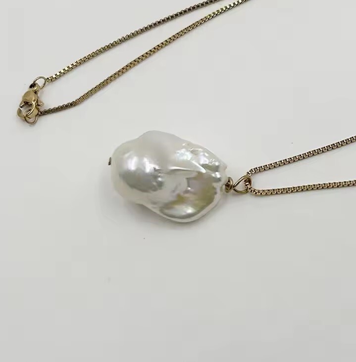 Cultured Baroque Pearl 18k Plated Box Chain Necklace in Gift Box – Real Pearls