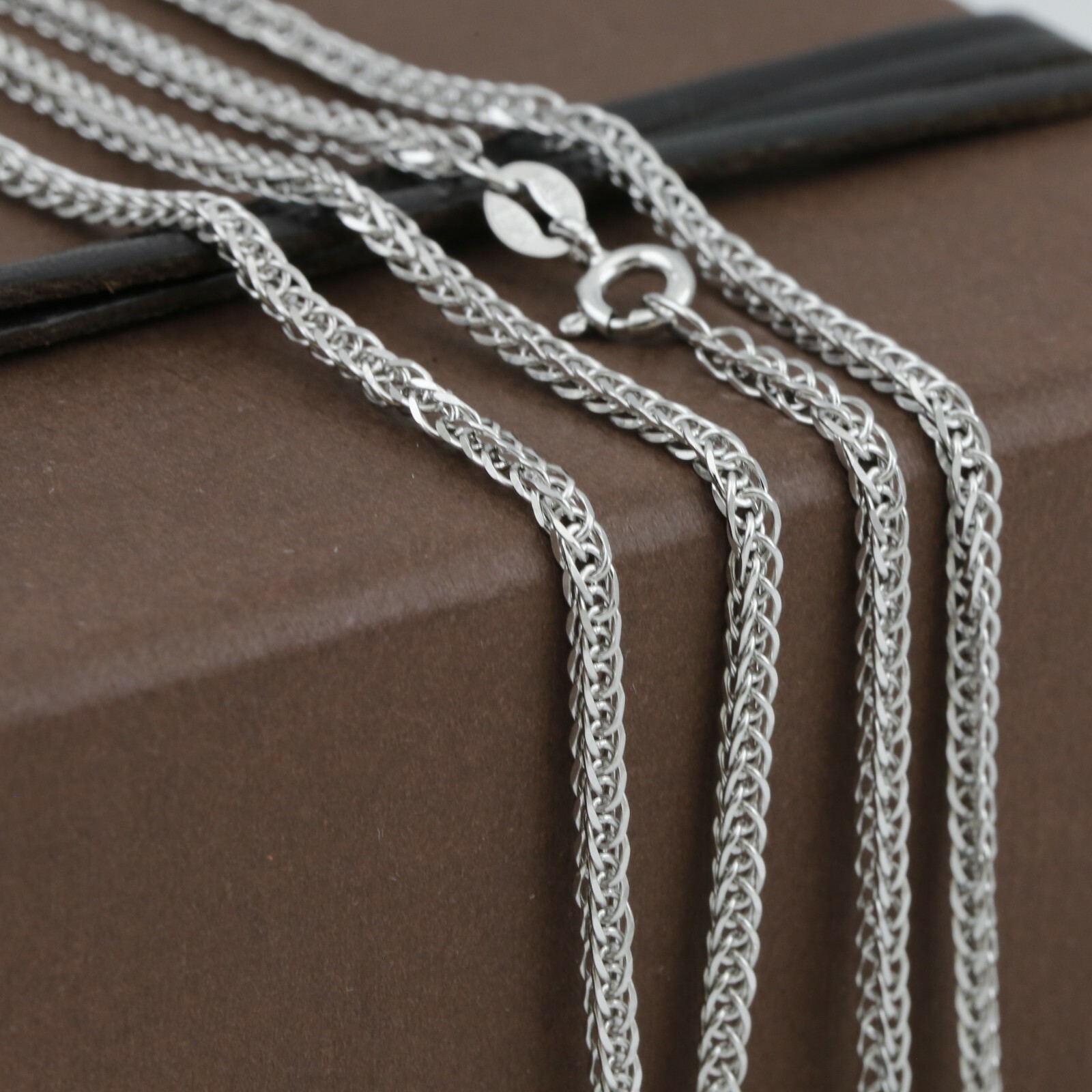 925 Solid Sterling Silver Foxtail Chain 70cm Italy Made