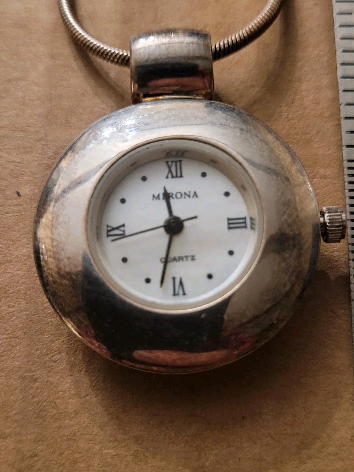 NWT MERONA STERLING SILVER 925 case Pendant watch W/ Original .925 Chain