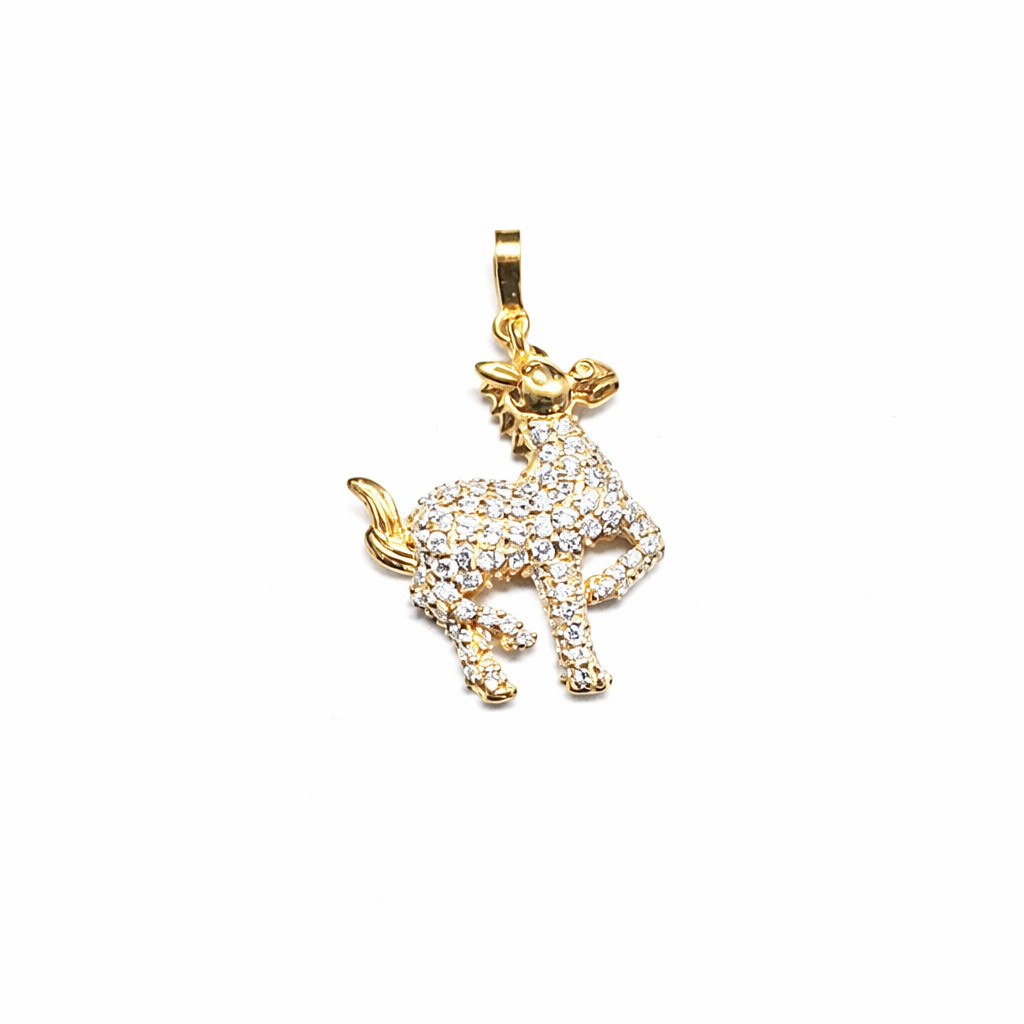 925 Sterling Silver Horse Pendant CZ Gemstone Accent Jewelry Gift