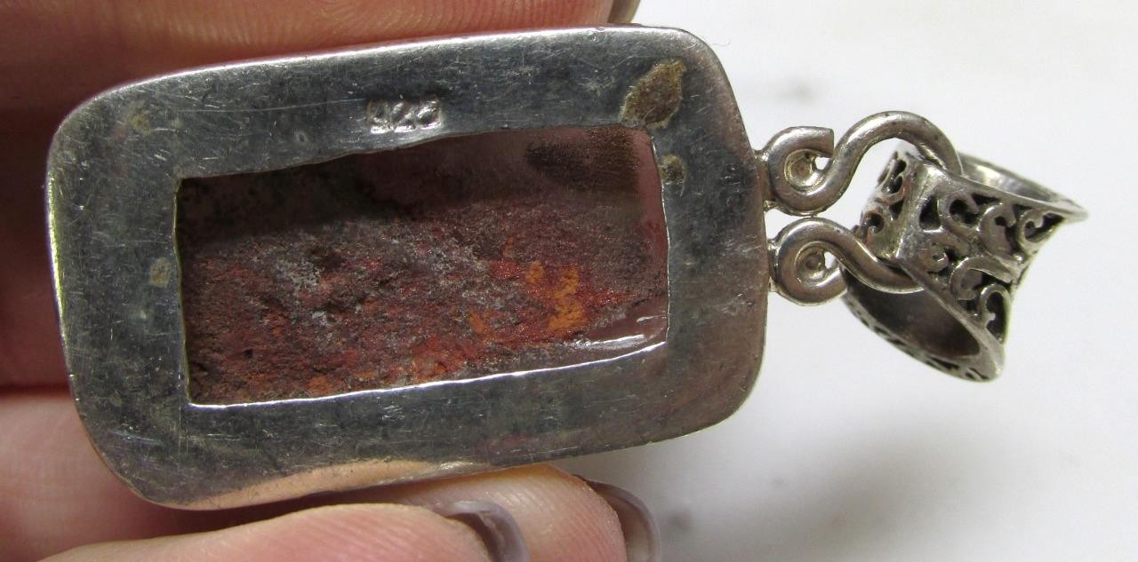 Vintage Sterling Silver Unknown Stone Pendant ~ 18.3grams ~ 4-C371