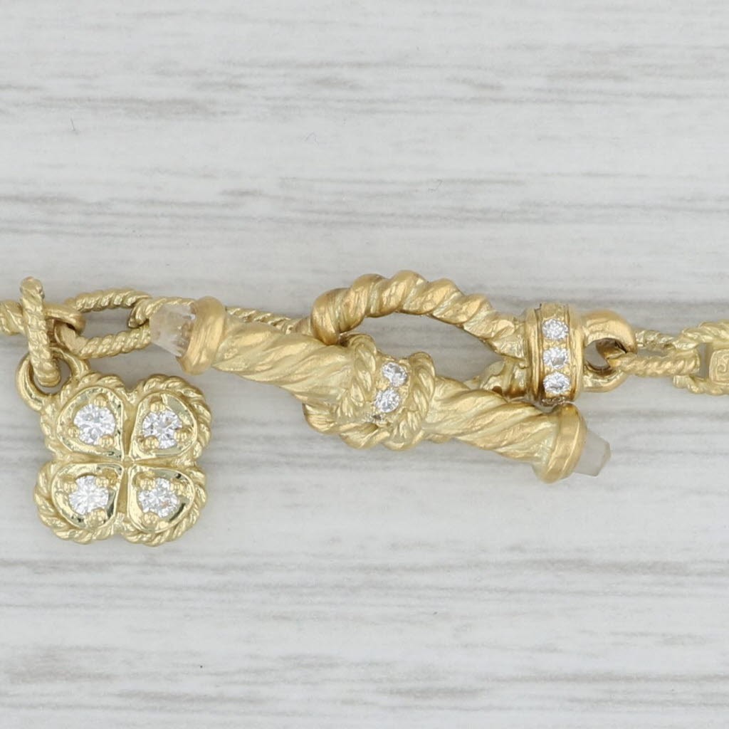 Judith Ripka 0.25ctw Diamond Flower Bar Link Necklace 18k Yellow Gold 15.5″