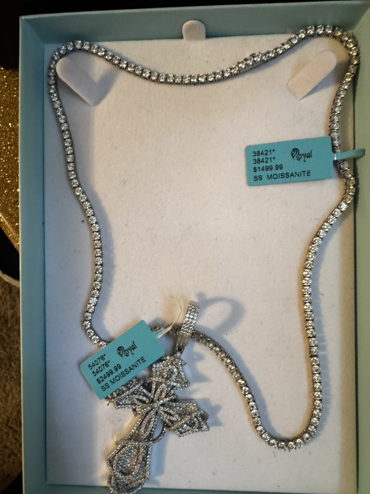 Diamond Tennis chain with cross pendant