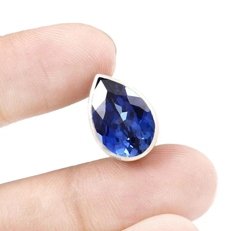 10 CT Natural Royal Blue Sapphire Pendant In 925 Sterling Silver With Chain