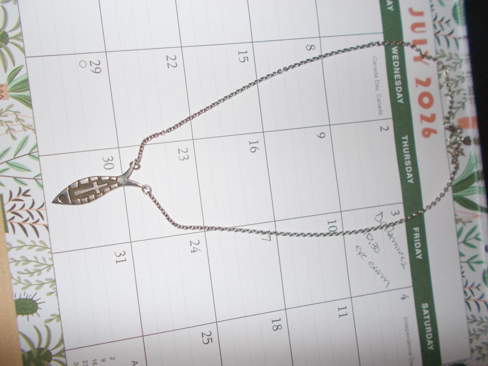 Rare Vintage Retired James Avery Ichthus Fish Necklace with Cross Inlayed HTF