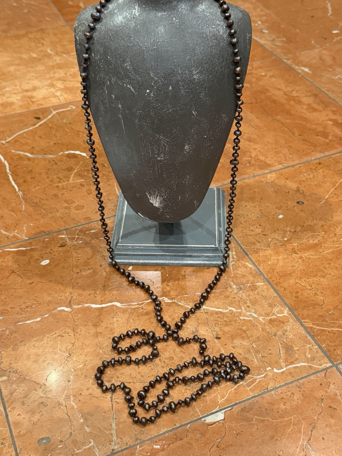 HONORA BROWN CULTURED PEARL HAND KNOTTED 72″ FLAPPER NECKLACE STERLING SILVER EU