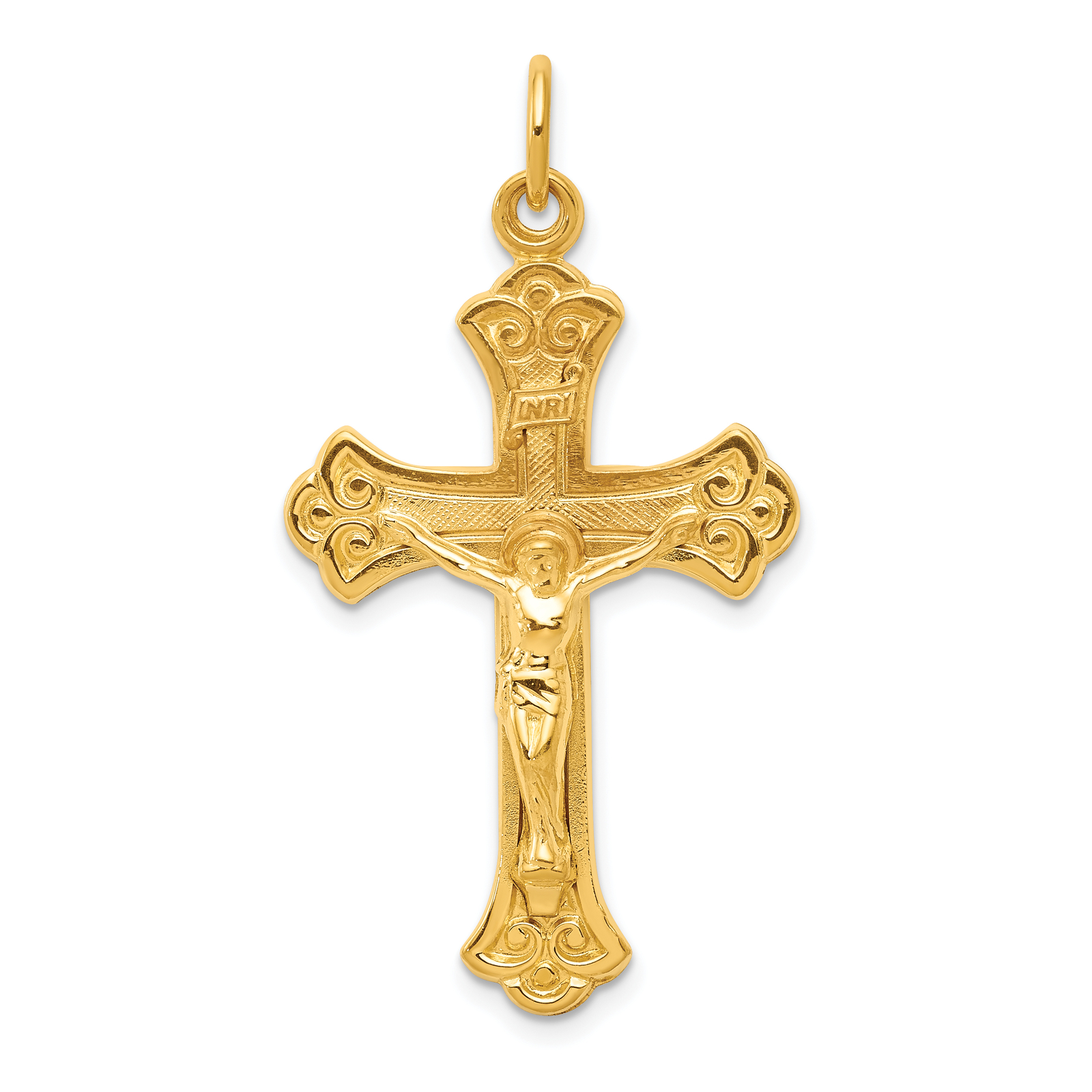 Silver & 24k Gold -plated INRI Crucifix Pendant QC5469