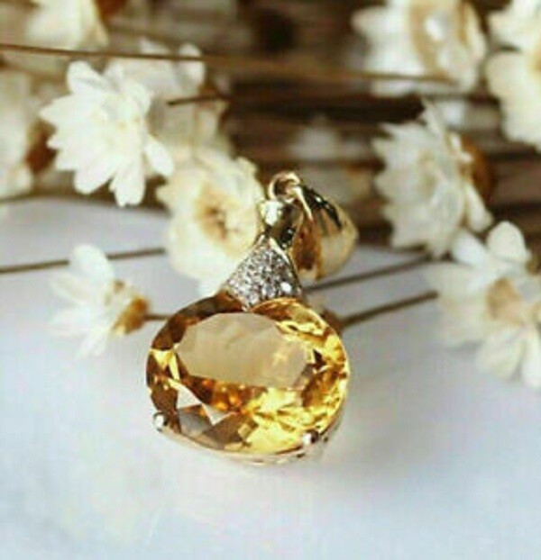 3Ct Oval Cut Citrine Women’s Pendant Necklace 14K Yellow Gold Finish Free Chain