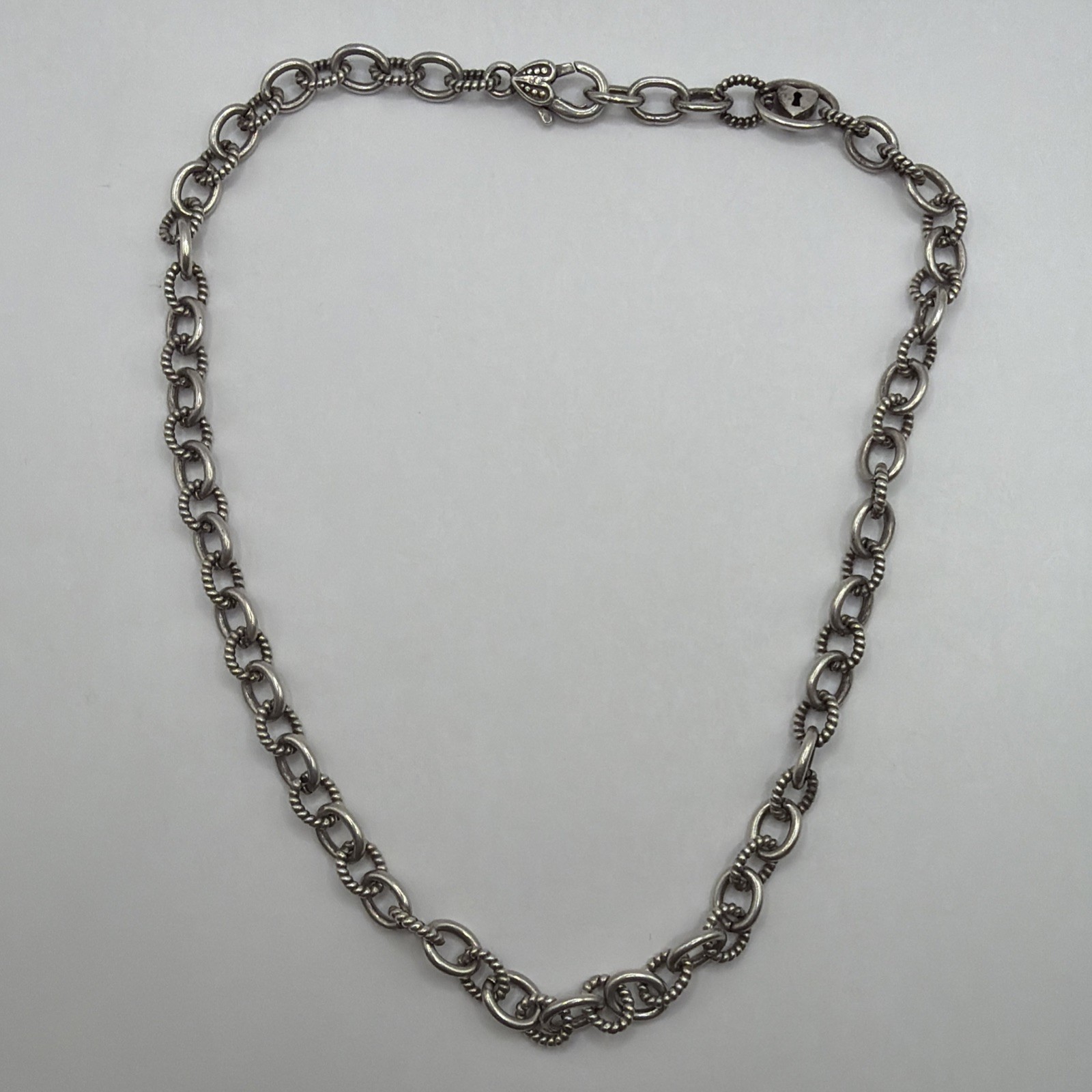 Judith Ripka Sterling Silver & CZ 19” Key To My Heart Oval Link Necklace