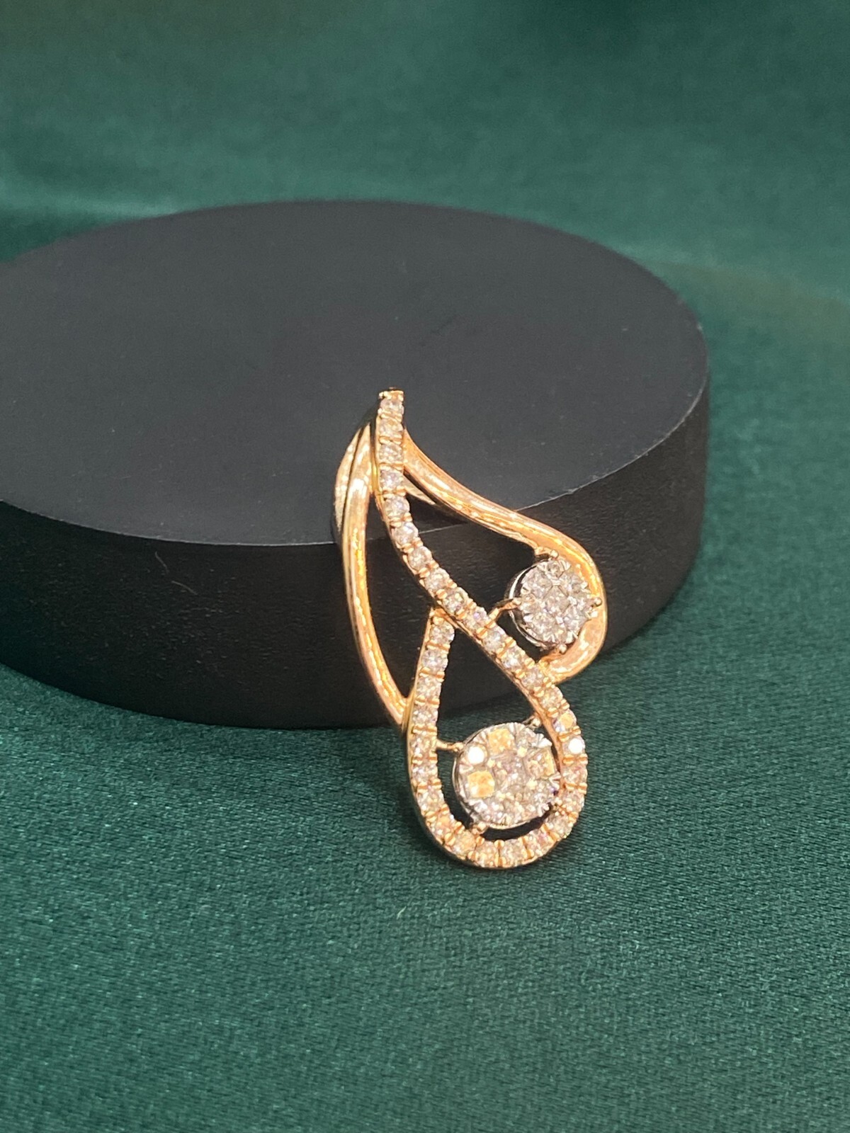 Pave 0.75 Cts Round Brilliant Cut Natural Diamond Pendant In 14K Rose Gold
