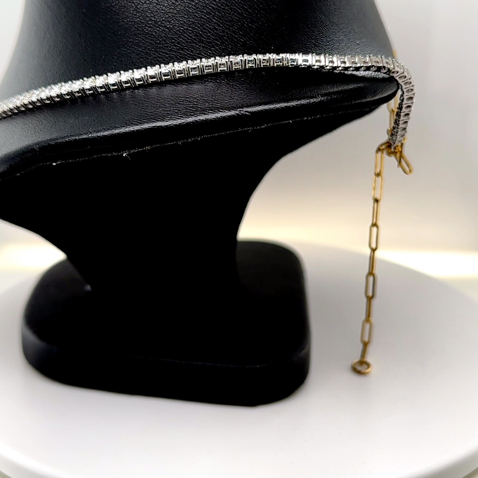 Solid 14K Gold, Lab Created Diamond Round Tennis Necklace, Paperclip Link