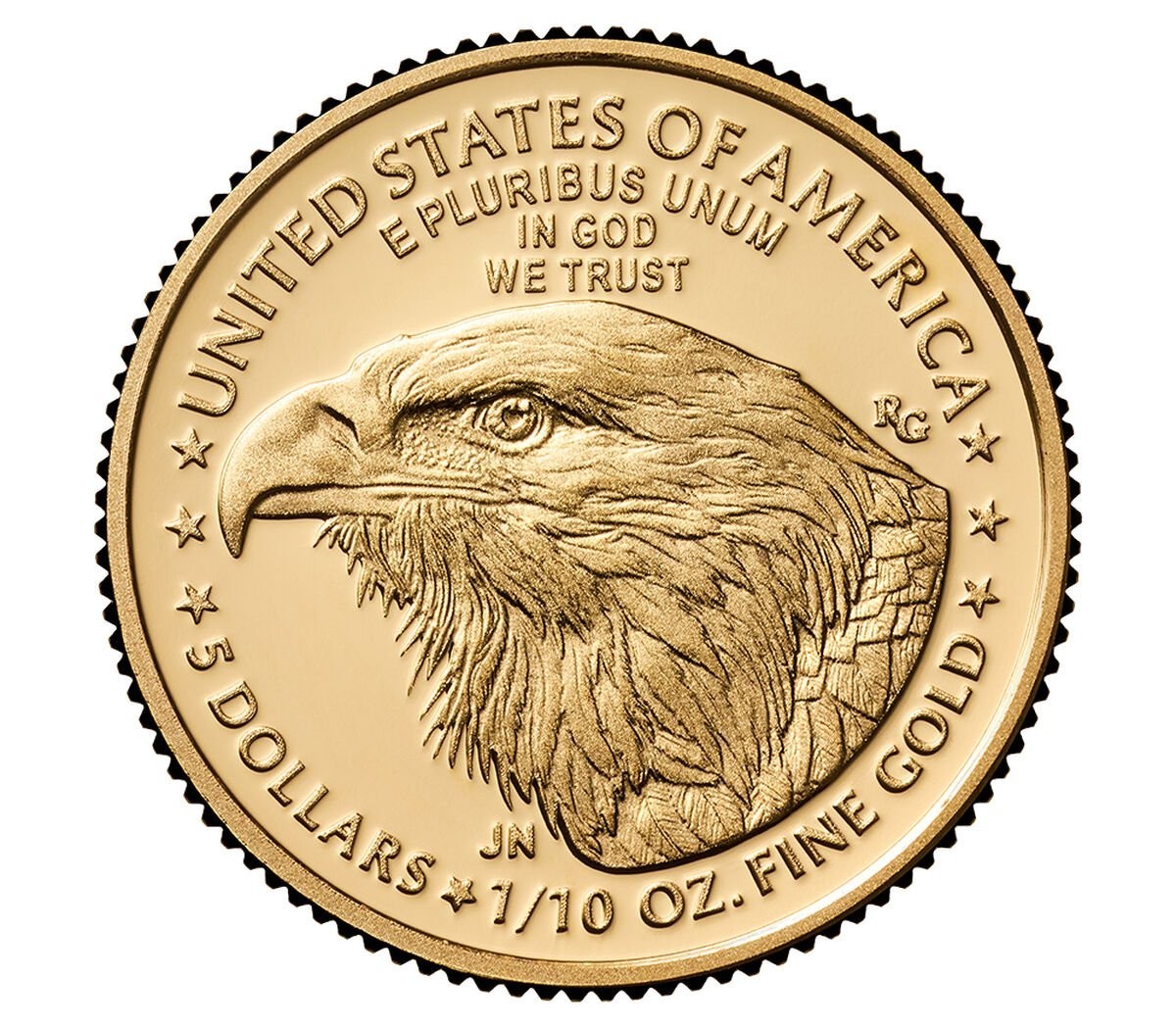 1/10 $5 Gold Eagle .925 Sterling Silver Coin Edge Bezel
