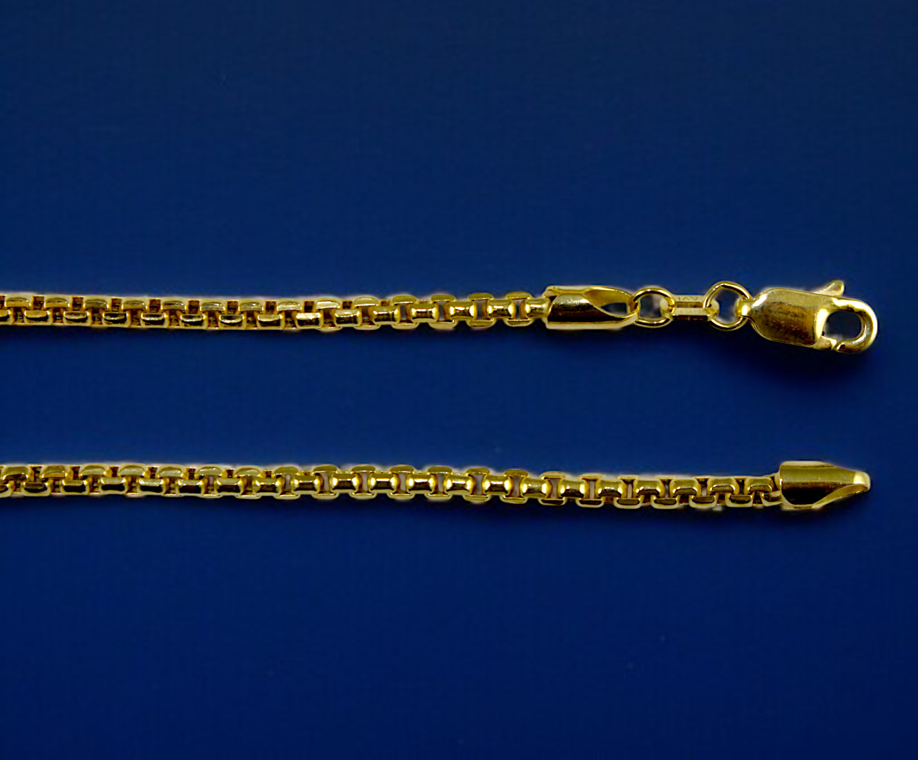10K Yellow Gold Venetian Round Box Necklace Bracelet Chain Real 1mm-3mm 7″-30″