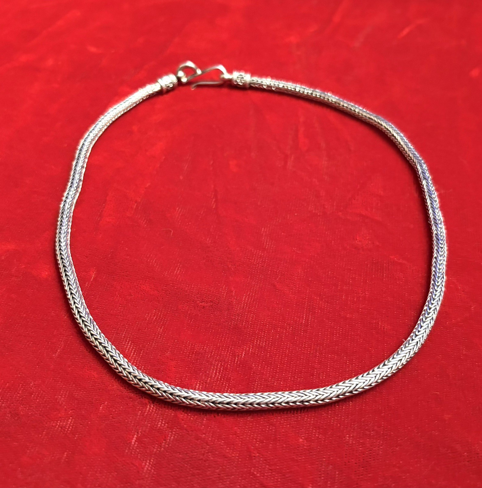 Vtg 925 Sterling Silver Balinese Foxtail Wheat Woven Cable Link Necklace 18″ 37g