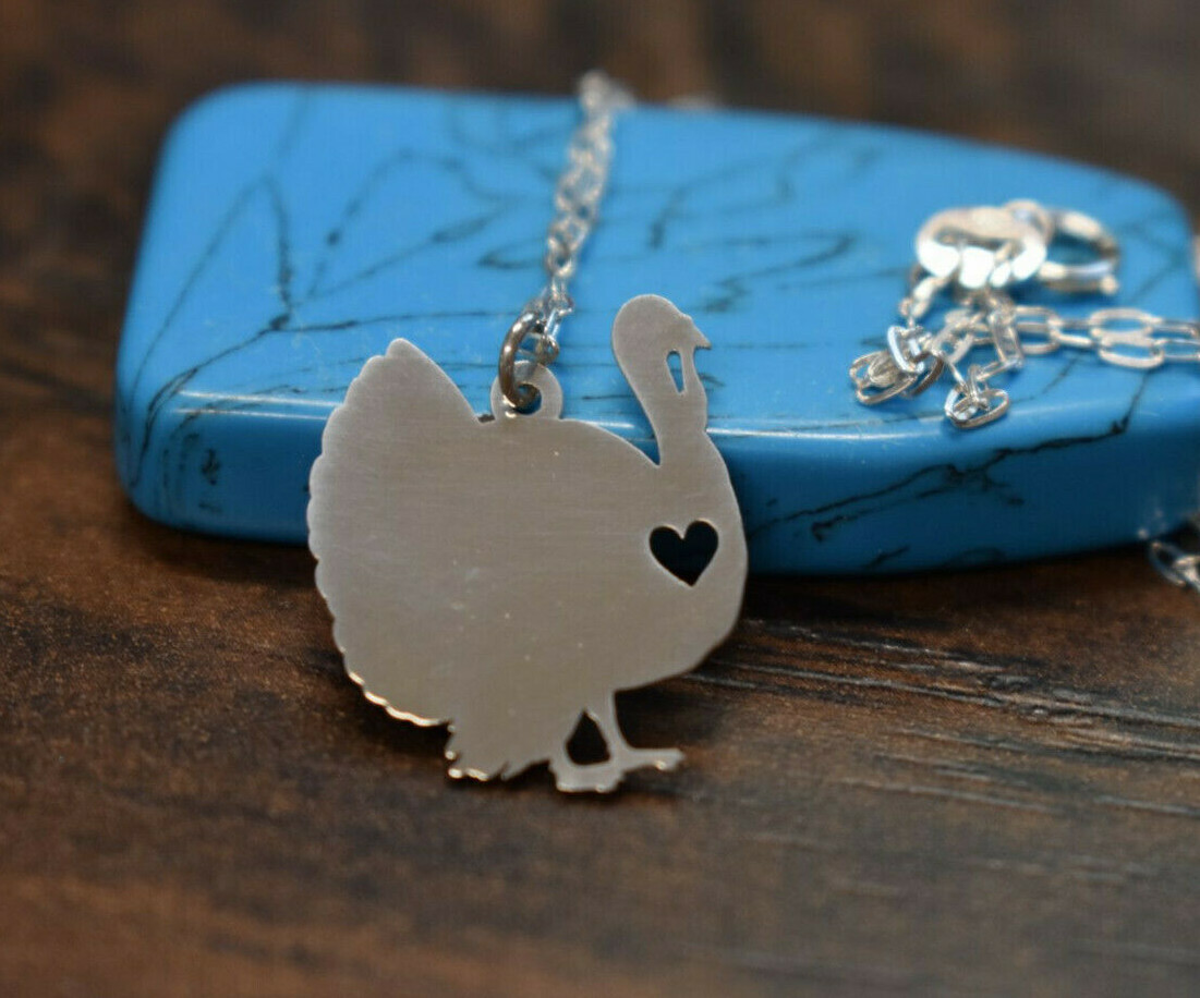 Turkey Necklace – Sterling Silver Jewelry – Gold – Rose Gold – Animal Engrave