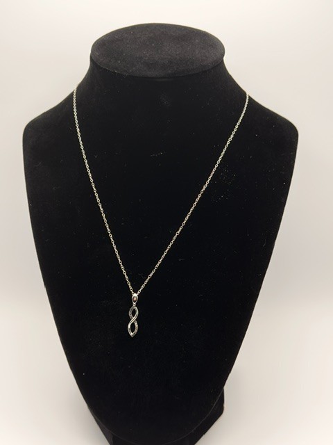.25ct Black Diamond Infinity Pendant Necklace 925 Sterling Silver 18″