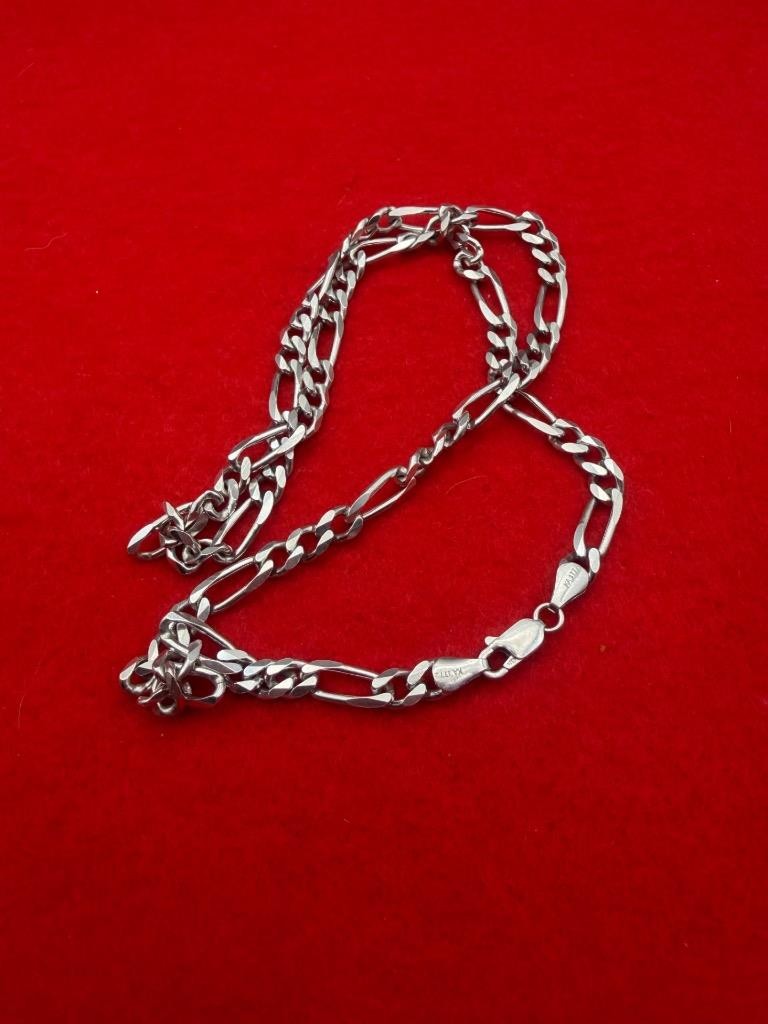 925 Italy Sterling Silver Figaro Chain Necklace 20” KA1772 Unisex Classic