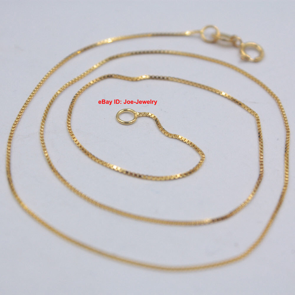 Gold Plated 925 Sterling Silver Necklace 0.7mm Box Link Women’s Chain 17.7inch