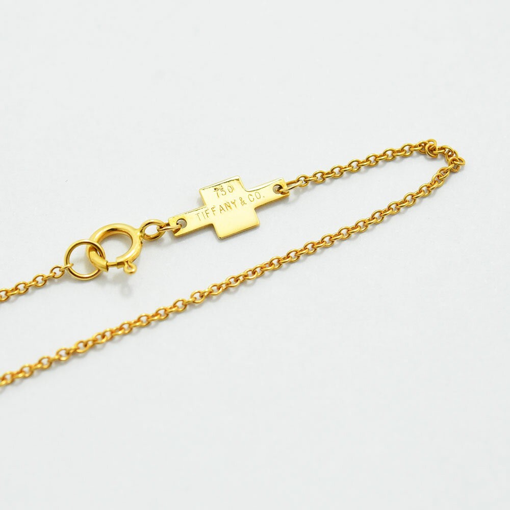 Tiffany & Co. Necklace Diamond Pendant K18 Yellow Gold Chain 40cm 16” Ladies