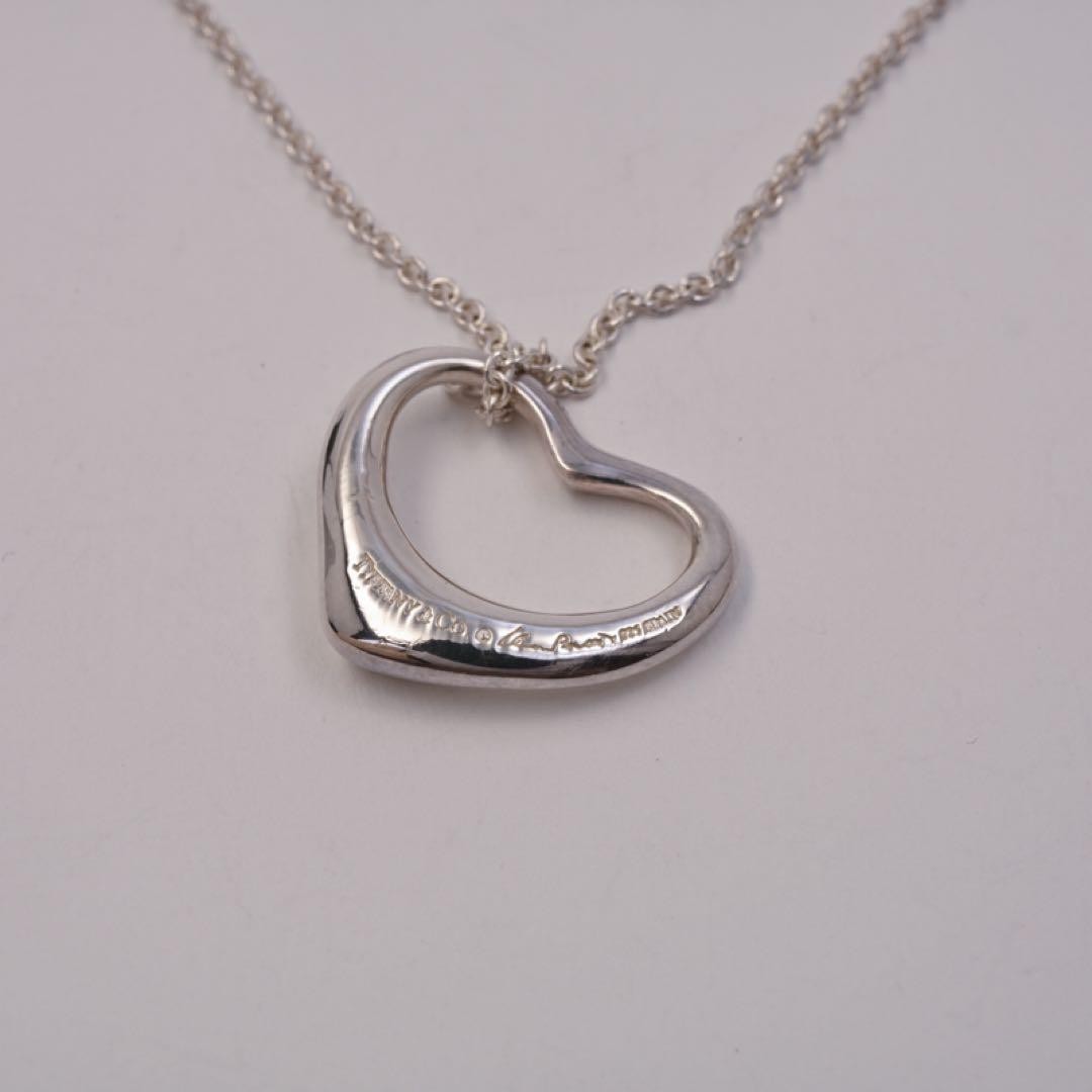 Tiffany & Co. Open Heart Necklace Silver 925 Women Used B Open Heart Design