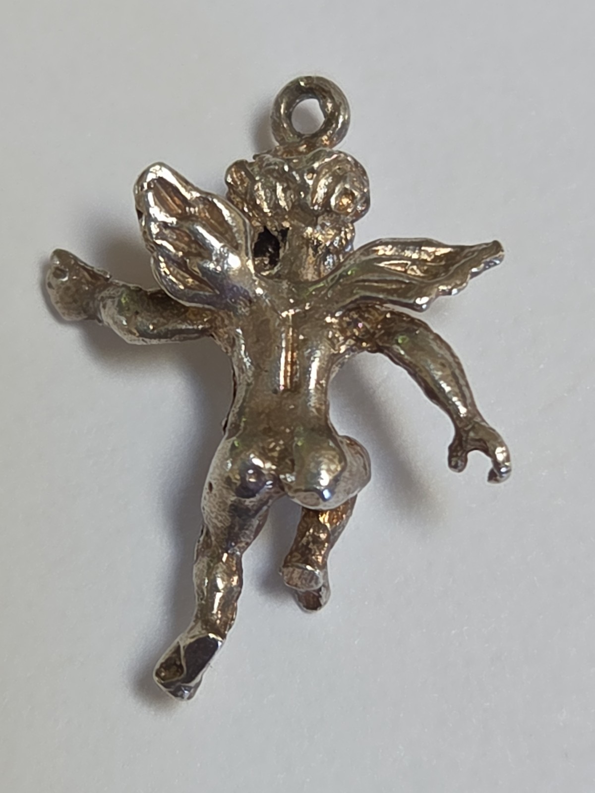 Sterling Silver ~ Cherub Guardian Angel Charm Pendant ~ VINTAGE