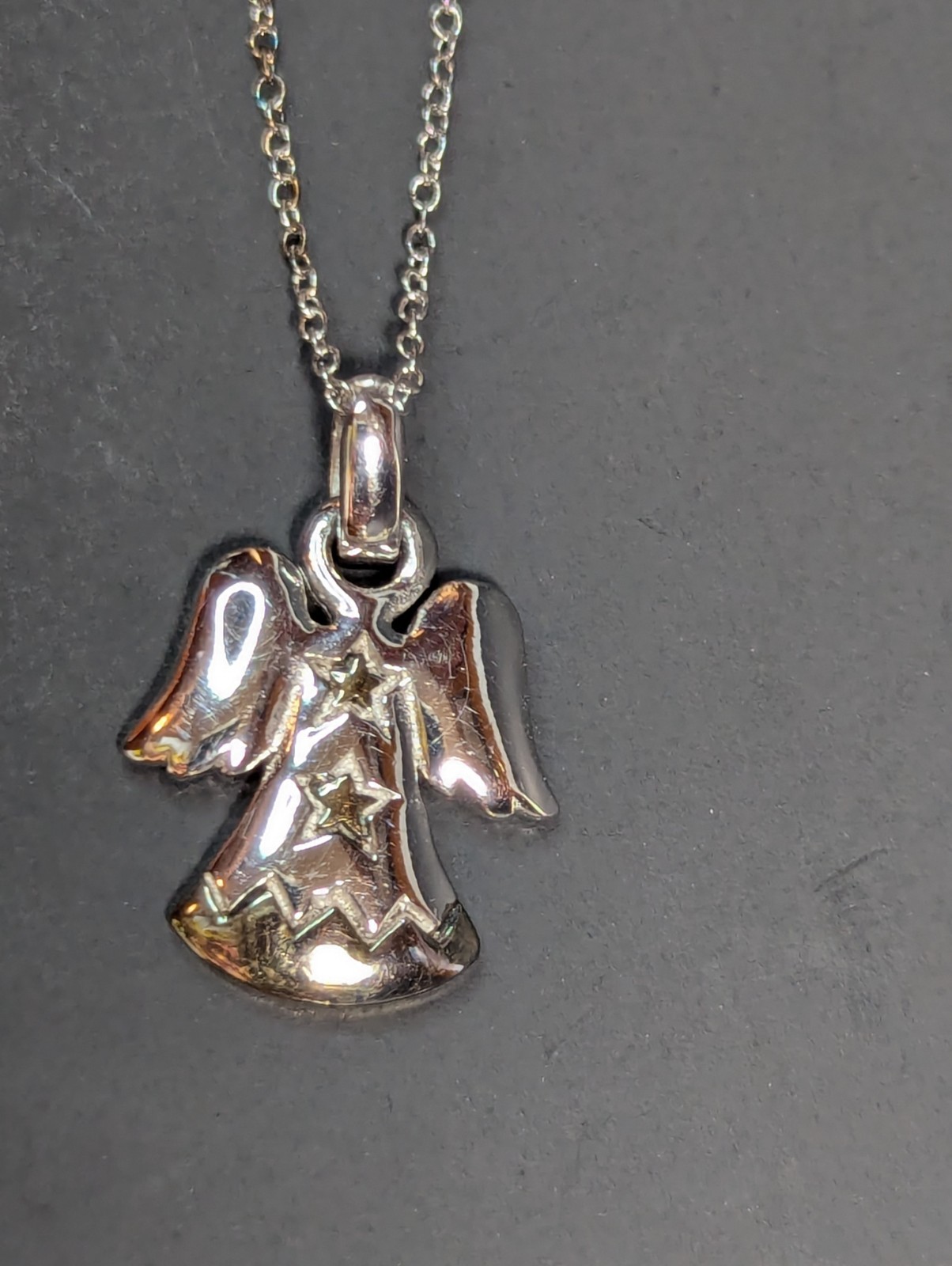 NF 925 Sterling Silver Angel Pendant 18″ Chain Necklace Thailand