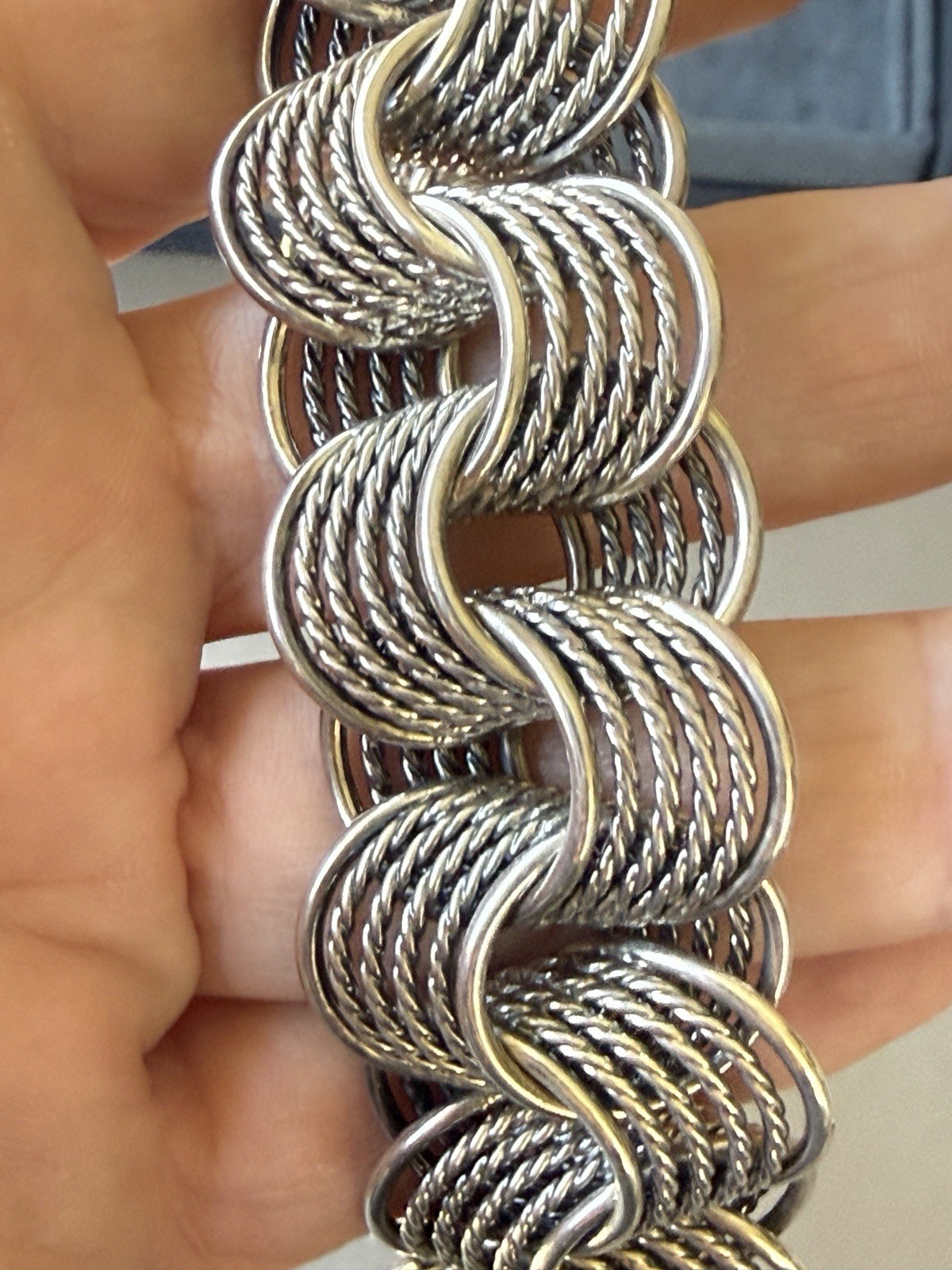 David Yurman Origami Chain Link Necklace Sterling Silver Original Box 18” 188gr