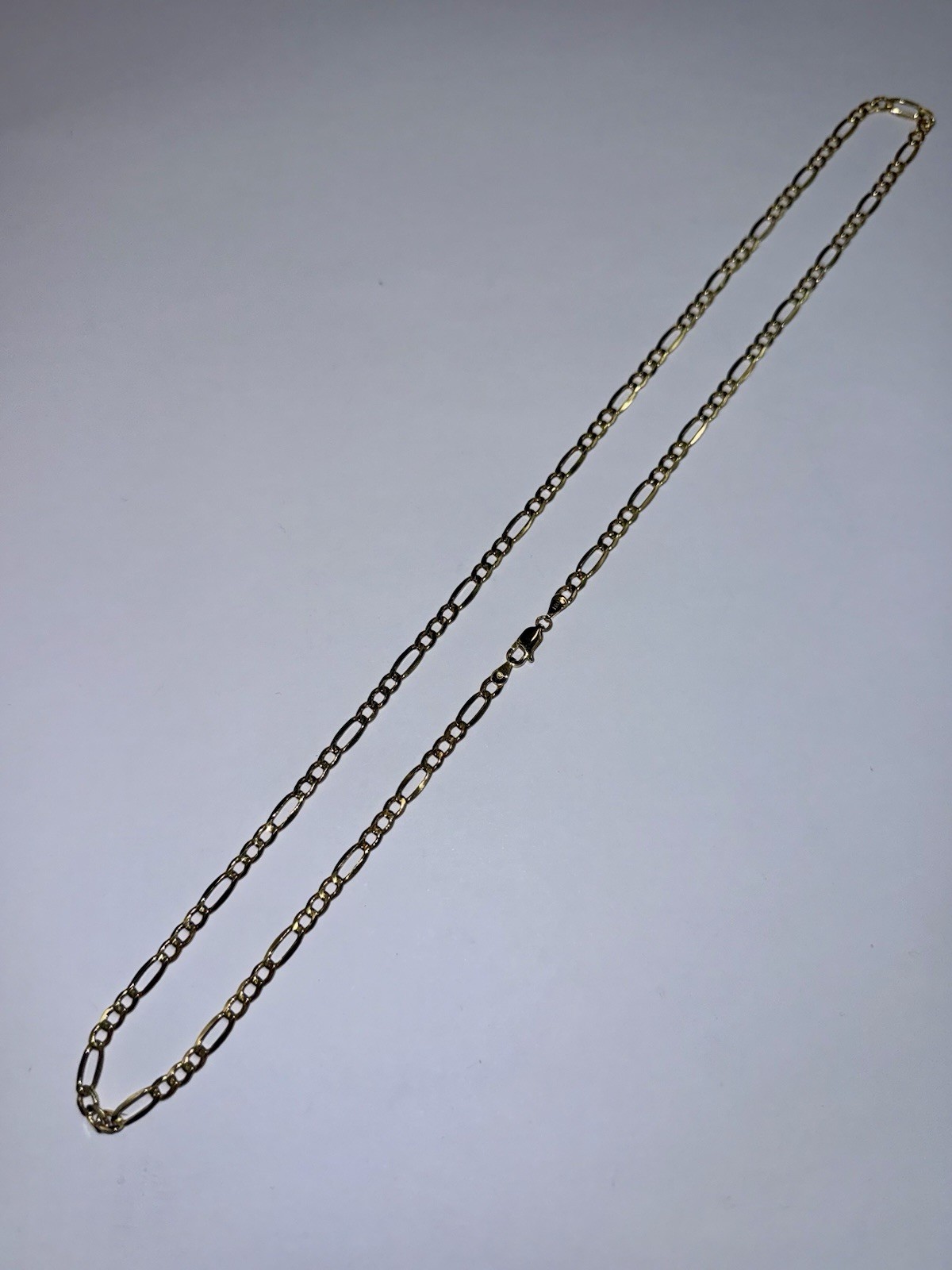 ESTATE Solid 10K Gold 3.8mm Figaro Semi-Hollow Chain Necklace 22”