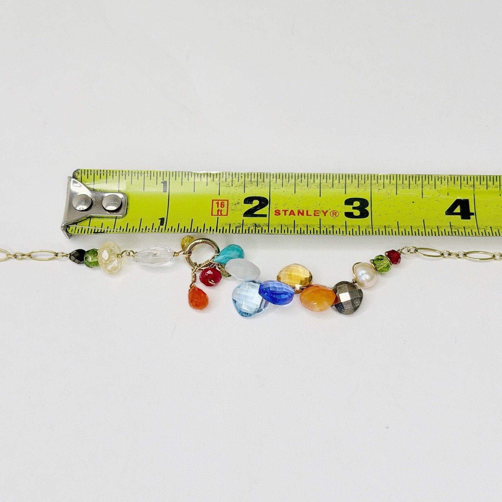 Anna Balkan Cluster Gemstone Necklace Pearl Topaz Carnelian Citrine Peridot Boho