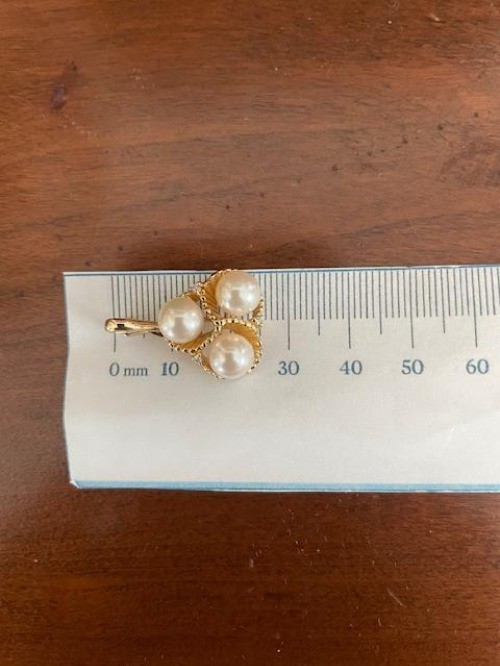 Estate 14k Chinese Three Pearl and Three Diamond Accent Enhancer Pendant 4.8