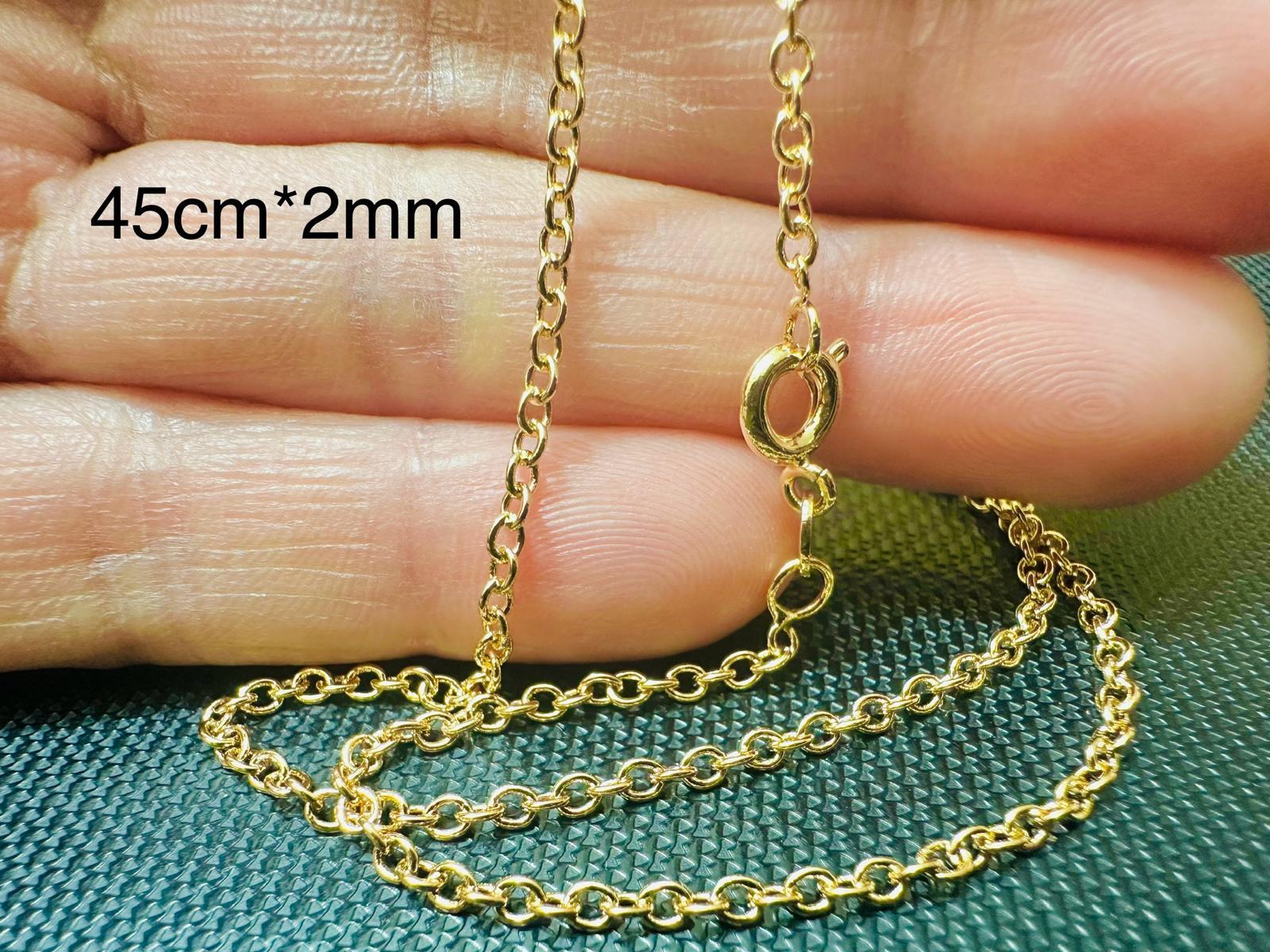 18k 18carat yellow gold plated Unisex Cable links Necklace all sizes W=1,2&3mm