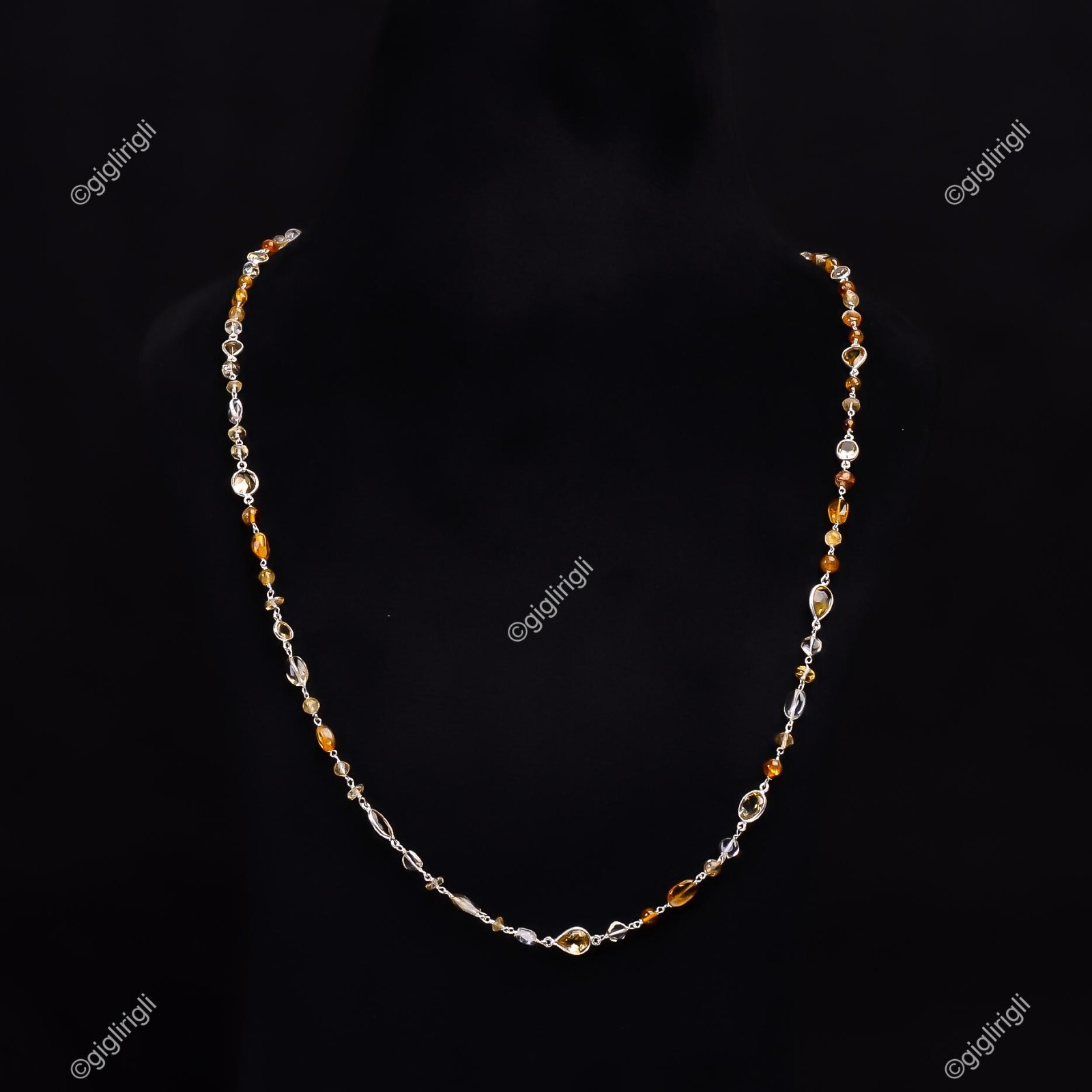 Natural Multi-Stone Beaded Necklace 925 Silver Good Friday Gift Wedding Jewelry